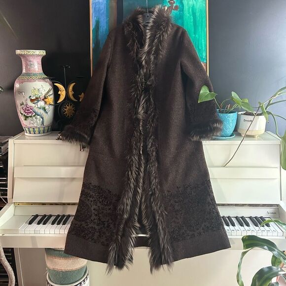 Hilary Radley Brown Trench Coat with Faux Fur Trim - Picture 1 of 16
